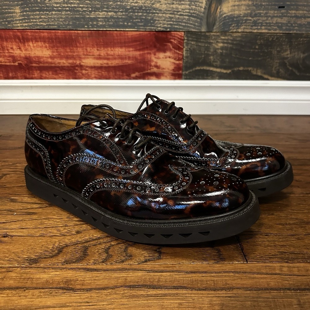 Emporio Armani Brougue Derby Leather Lace Men's Dress Shoe Size 9.5 Mens